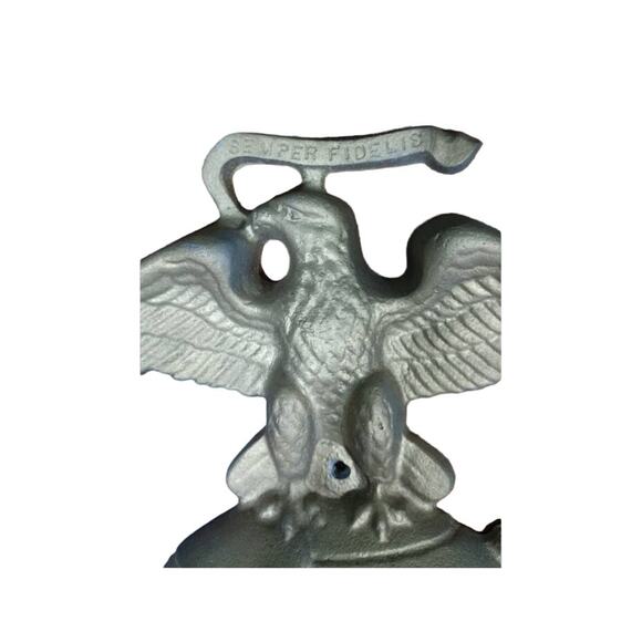 Very Old and Rare Cast Iron Semper Fidelis Wall Hanging, Light Gold Color - Picture 2 of 5